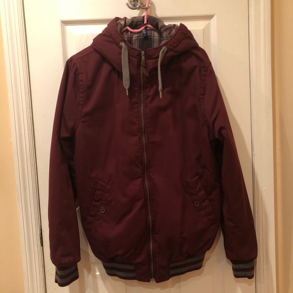 H&M Burgundy Bomber Jacket